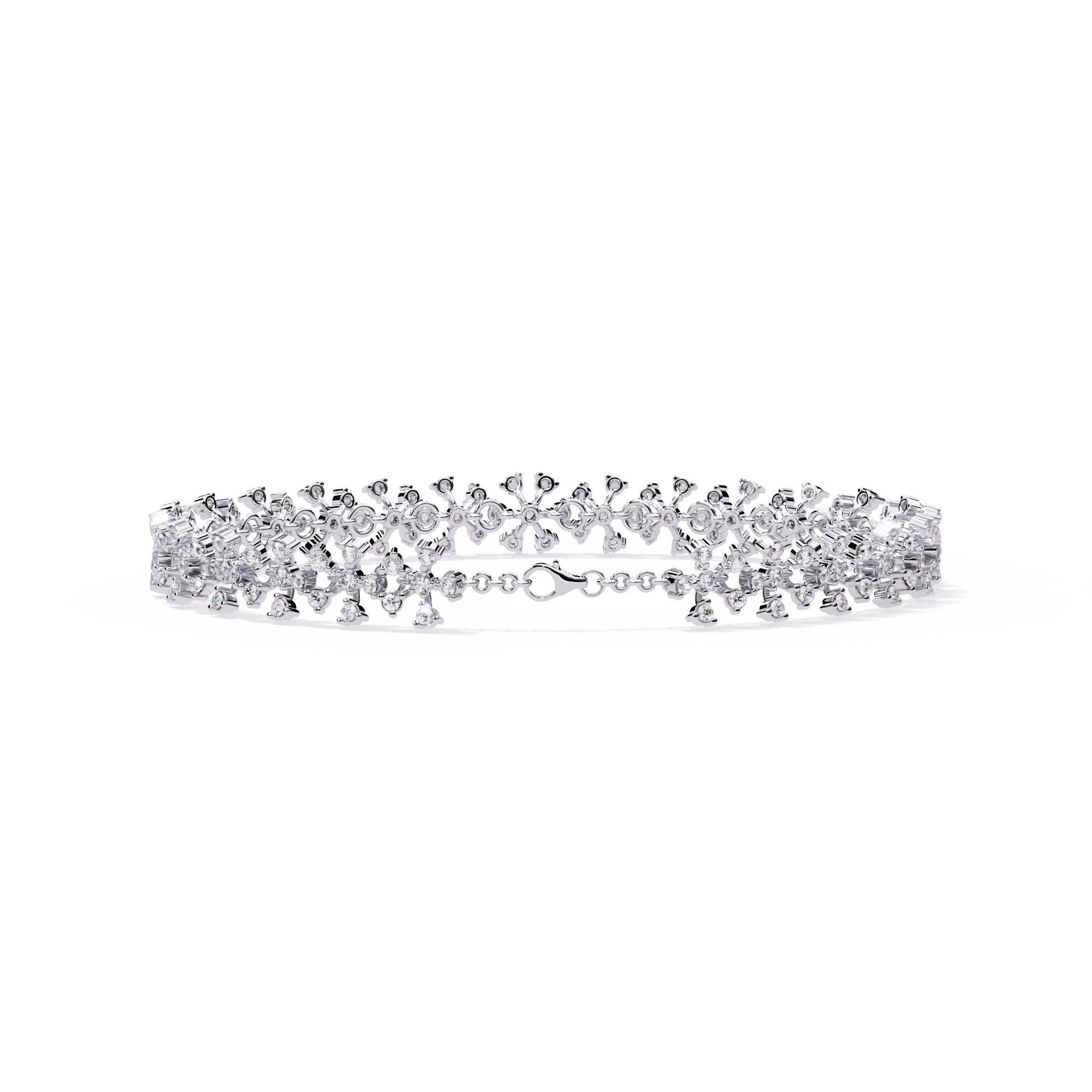 Solitairekart 1.59ct  Natural Diamond Floral Snowflake Bracelet-HI Color, VS-SI Clarity